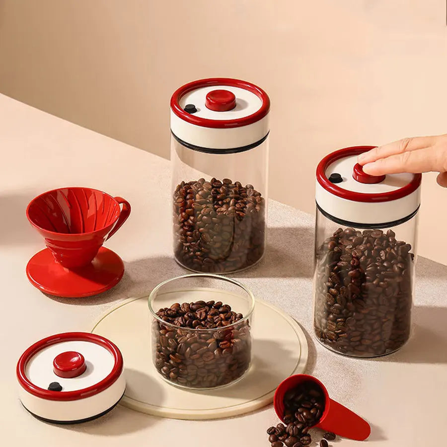 Coffee Sealed Jar, Negative Pressure Vacuum Jar, Glass Storage Jar, Tea, Grains, and Miscellaneous Grains Storage Jar