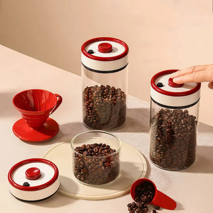 Coffee Sealed Jar, Negative Pressure Vacuum Jar, Glass Storage Jar, Tea, Grains, and Miscellaneous Grains Storage Jar