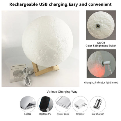 3D Print Moon Lamp Colorful Change USB Rechargeable Moon Light Touch Switch LED Night Light Bedroom Decoration Birthday Gift